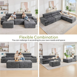 Traje de Negocios para Mujer, Sofá Cuadrado Tapizado de Alta Calidad en Color Mocha Bouclé para Apartamento, con Compresión y Embalaje para Alquiler. ¡Obtén Muestras Gratis! - Product Image 5