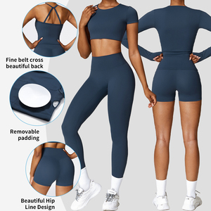 Bộ đồ tập Yoga nữ TZ8519 hai mảnh, quần bó sát và áo ba lỗ, chất liệu mềm mại, màu nude, bộ đồ thể thao thường ngày - Product Image 2