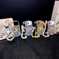 Nouvel Arrivage : Étui de Téléphone de Luxe en Forme de Sac Bandoulière Chat avec Diamants pour iPhone 17 16 15 18 Pro Max, Coque avec Chaîne, Accessoires Mobiles