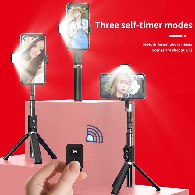 2022 NEW Bluetooth Wireless Selfie Stick Mini Tripod Extendable Monopod with Fill Light Remote Shutter for IOS Android Phone