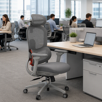 Chaise de bureau de direction ergonomique de luxe en maille colorée et réglable avec mousse moulée, mécanisme synchrone et accoudoirs 5D