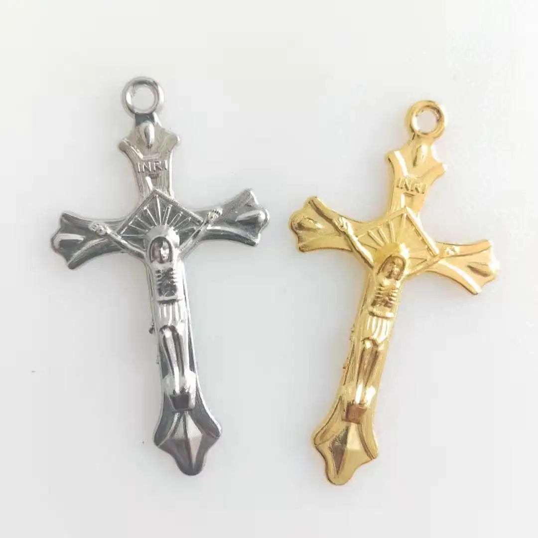 Croce rosario in lega a un foro economica argento o oro croce italia, crocifisso, pendenti a croce