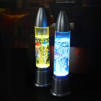 Lampe à bulles en forme de fusée de 50 cm, silencieuse, à LED RGB à changement de couleur automatique, pour décoration intérieure, colonne d'eau, en plastique