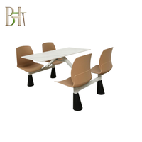 Meilleure vente du secteur : Table et chaises de cantine durables 4 places pour écoles, aires de restauration et salles à manger