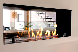 Cheminée électrique intégrée fournie par le fabricant, foyer linéaire intelligent au bioéthanol, brûleur de cheminée, télécommande, écologique - Product Image 6