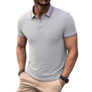 Polo de <span class=keywords><strong>golf</strong></span> décontracté à manches courtes pour hommes, avec impression 3D, logo brodé personnalisé, tricoté pour l'été, court. - Product Image 5