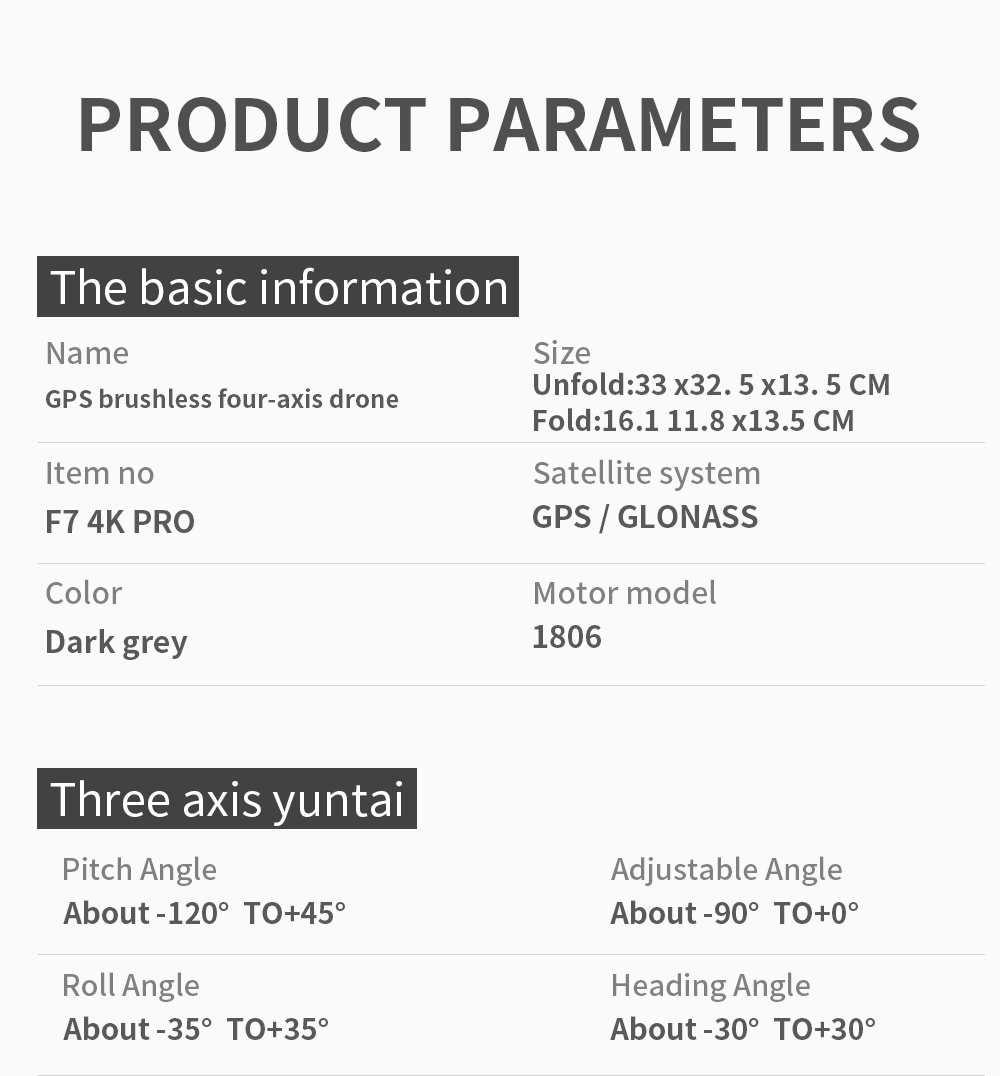 HOSHI SJRC F7 PRO GPS Drone 4K Dual HD Camera 3 Axis Gimbal Aerial Photography Brushless Motor Quadcopter RC Distance 3km