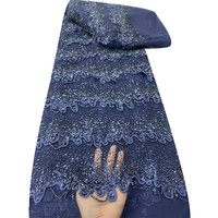 Tissu en dentelle africaine de luxe avec paillettes et tulle floral pour robes de mariée 76N26092403