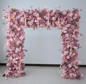 X881 <span class=keywords><strong>mariage</strong></span> fond artificiel lumière violet foncé Rose fleurs vert laisser Floral carré arc <span class=keywords><strong>pour</strong></span> <span class=keywords><strong>mariage</strong></span> événement décoration - Product Image 5