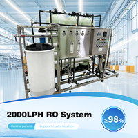 Système de traitement d'eau par osmose inverse industriel à haut débit 2000LPH, filtration, purificateur d'eau RO intelligent et automatique