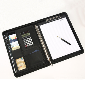 Đồ Dùng Văn Phòng <span class=keywords><strong>A4</strong></span> Logo Tùy Chỉnh Da Zippered Padfolio Danh Mục Đầu Tư Tài Liệu Bag 4 Vòng <span class=keywords><strong>Binder</strong></span> Tập Tin Thư Mục Với Xử Lý - Product Image 4