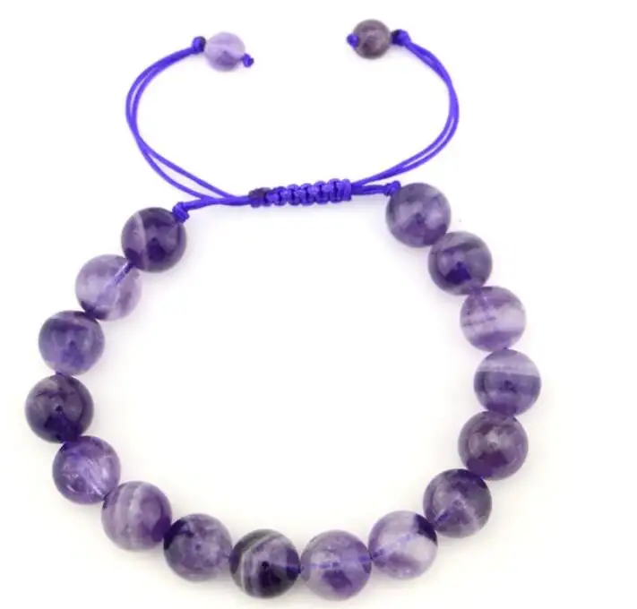 Inspire jewelry Natural Amethyst Gemstone bracelet Spiritual Meditation Healing 8MM Beads Bracelet Fits all Men Women Adjustable