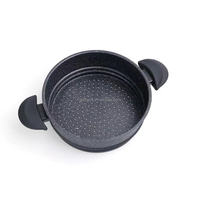 Marmite à Couscous Professionnelle Multifonctionnelle en Aluminium Antiadhésive 20 cm 2 Niveaux à Base Induction Marbre