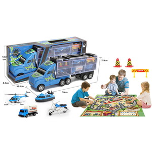 Set di Giocattoli <span class=keywords><strong>Camion</strong></span> Militare, Veicolo da Battaglia con Container e Mini Carro Armato ed Elicottero, Giocattoli con Ostacoli Stradali per Ragazzi - Product Image 1
