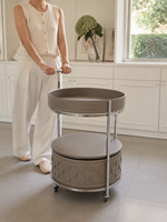 Table d'appoint ronde en cuir et acier inoxydable, avec rangement tressé, pour salon et hôtel, fabrication directe usine, OEM