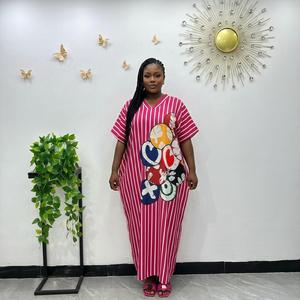 Abito lungo da sera africano da donna, taglie forti, estivo, ricamato, in pizzo Bazin, anti-chiffon, stile Kaftan Boubou - Grande offerta - Product Image 6