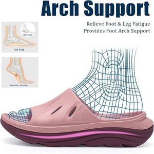 Sandale à glissière de conception <span class=keywords><strong>ergonomique</strong></span> d'été pour femmes avec soutien de la voûte plantaire Pantoufles de récupération à deux densités pour massage Caractéristique respirante - Product Image 2