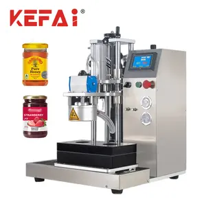 KEFAI Semi Automatic Vacuum Glass Jar Bottle Twist Off Vacuum Capping Machine Honey Fruit Jam Jar Lid Closing Machine