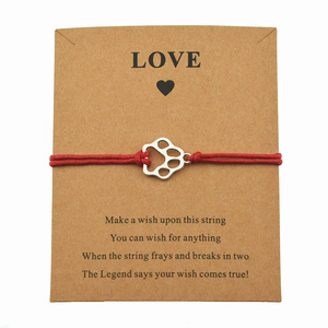 Nueva mascota perro's Paw Prints Charm Wish Love Card pulsera <span class=keywords><strong>para</strong></span> mujer chica mejor amigo perros amante regalo amistad joyería - Product Image 2