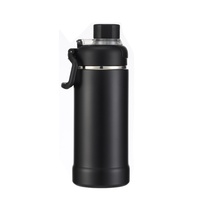 Bouteille d'eau isotherme en acier inoxydable à double paroi de grande capacité de 750 ml pour les sports de plein air, personnalisable, avec poignée