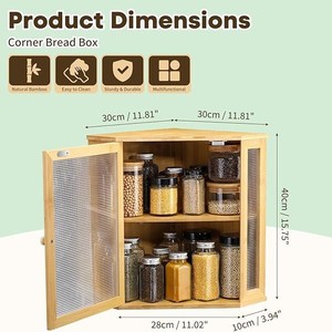 Boîte à pain en bambou à double couche, armoire de rangement de cuisine, couleur naturelle, organisateur multifonctionnel de bureau pour aliments et cosmétiques - Product Image 2