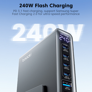 <span class=keywords><strong>Chargeur</strong></span> Toocki 240W GaN <span class=keywords><strong>6</strong></span>-en-1 avec affichage numérique et multiples protections pour la charge simultanée d'ordinateurs portables, tablettes et téléphones - Product Image 2