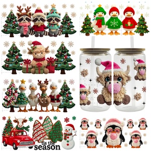 Highland Cow Christmas Animals Dtf Transfers Uv Dtf Designs Listo para presionar Iron-on Decal <span class=keywords><strong>Png</strong></span> Apparel Diy T-shirt Impresión gráfica - Product Image 1