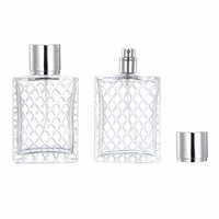 Flacon en verre transparent de luxe pour huile essentielle cosmétique, flacon vide en verre de 50 ml et 100 ml avec couvercle doré pour l'emballage de parfum