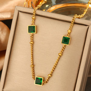 Grosir Kalung Wanita Stainless <span class=keywords><strong>Steel</strong></span> Model Sederhana, Kalung Mutiara Zirkon Persegi Motif Daisy Tidak Mudah Luntur - Product Image 3