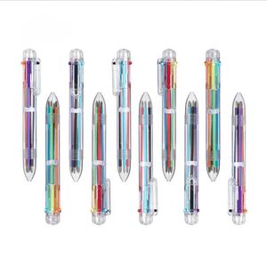 Hot Stationery Transparent Retractable 6 Color Multicolor <b>Pen</b> With Press Colorful Writing for Creative Kids Ball Ballpoint - Product Image 1