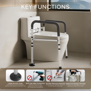 Marco DE SEGURIDAD plegable y ligero ajustable para inodoro, reposabrazos antideslizante para ancianos, riel de soporte para baño, silla de ayuda para el hogar - Product Image 4