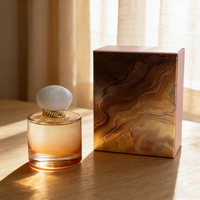 Flacon de parfum en verre transparent ambré noir givré rond de luxe, vide, 30 ml, 50 ml, 100 ml, avec emballage en boîte