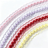 Ruban de dentelle élastique décoratif en nylon de 2 cm, doux, ondulé, effet fil de poisson, avec picots, teint sur mesure et orné, pour col de robe et travaux manuels DIY