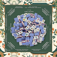 Tapete de Lujo Moderno con Diseño Floral para Mesa de Mahjong, de Goma, Tamaño Estándar Americano, Superficie Impermeable y Silenciosa, Tema Rosa y Azul, para Noches de Juego