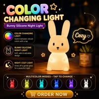 7 couleurs changeantes veilleuse Squishy lampe mignon Led respiration enfants petit bébé Silicone tactile lapin Pat jouet veilleuse lapin
