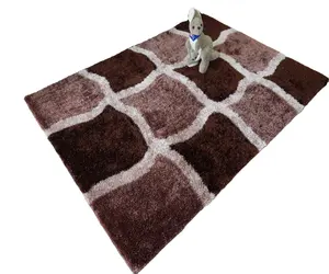 毛茸茸的真丝地毯多种颜色柔软亲肤面料现代矩形手工簇绒高桩单色KH四季型