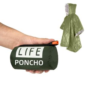 Wokedo Portable Outdoor First Aid <b>Raincoat</b> for Cycling Hiking Long Reflective Windproof Foldable Durable PET Resin All Seasons - Product Image 3