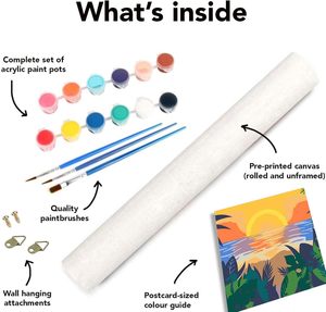 Paquete de 4 pintura por números <span class=keywords><strong>para</strong></span> adultos principiantes DIY pintura acrílica por números Kit <span class=keywords><strong>con</strong></span> lienzo enmarcado paisaje playa pared arte hogar - Product Image 4