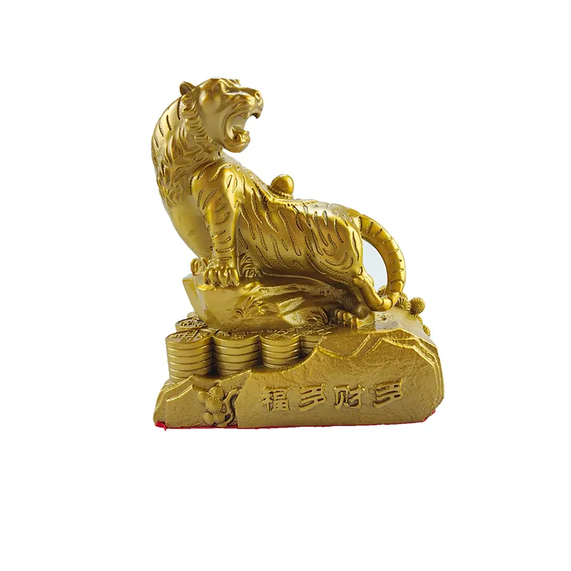 12 adornos de tigre del zodiaco, decoración de latón, adornos de Feng Shui, decoración del hogar, adornos de tigre dorado de metal a buen precio