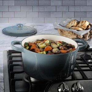 Marmite hollandaise <span class=keywords><strong>en</strong></span> <span class=keywords><strong>fonte</strong></span> émaillée antiadhésive de 6 QT, écologique, pour braiser, griller et cuire le pain, idéale pour les cuisines et restaurants - Product Image 4