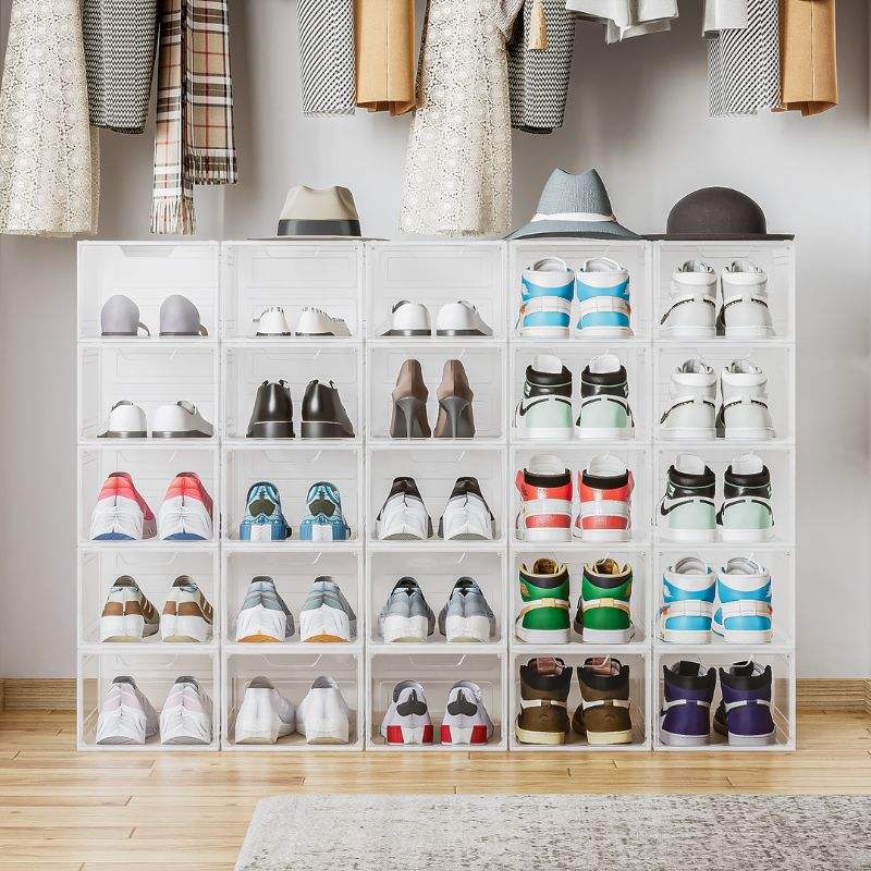 Drop Front Clear Shoe Boxes For Boots Closet Mens Clear Shoe Boxes