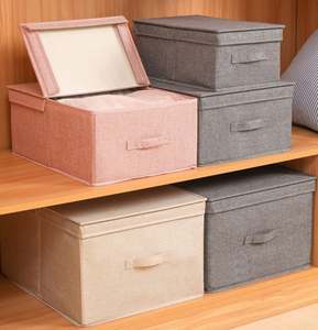 Decorative Large Linen Closet Organizer Collapsible <b>Storage</b> <b>Bins</b> With Handles Fabric <b>Storage</b> <b>Box</b> - Product Image 5