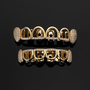 Grillz en forme de couronne, or, argent, zircon incrusté, bijoux de fête hip-hop unisexe - Product Image 4