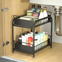 Ensemble de 2 pièces organisateur coulissant sous l'évier, ensemble de 2 pièces armoire coulissante panier organisateur tiroir pour la cuisine sous l'évier