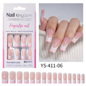 Faux ongles à presser French Tip, carrés blancs, taille moyenne, réutilisables, à coller, en <span class=keywords><strong>15</strong></span> tailles, kit de 30 faux ongles en gel souple pour femme, cadeau - Product Image 2