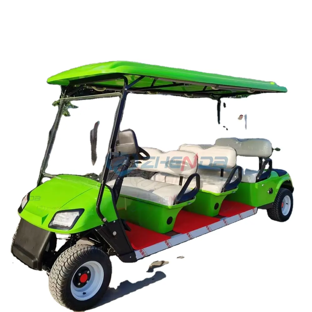 ZHENDA 48V 4 Wheel 6-8 Seater Golf Carts 2023 New Chinese Travel Electric Grocery Cart Electric Scooters 8 People 48V 5KW