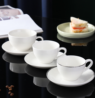 Stock en usine-OEM/ODM, ensemble de tasses à café blanches pour restaurants et hôtels, ensemble de tasses à thé en céramique avec logo personnalisé