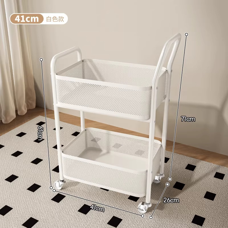 [Raised Handrail] Two-tier white backpack storage rack