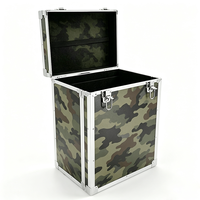 Valise trolley en aluminium camouflage vert avec roulettes, poignée télescopique et ouverture séparée, valise de transport en aluminium à roulettes avec sangle de couvercle