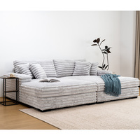 Canapé-lit modulaire moderne en tissu avec fauteuil inclinable en forme de L, structure en bois massif, meubles de salon